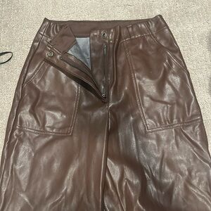 Brown high waisted leather pants